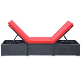 vidaXL Sun Lounger with Cushion Poly Rattan Black (Option: as picture)